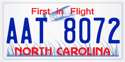 NC license plate AAT8072