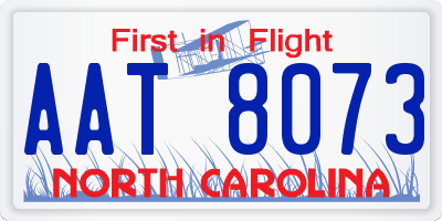 NC license plate AAT8073