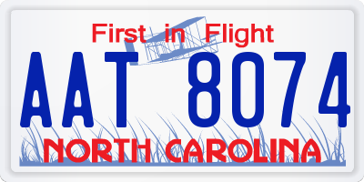 NC license plate AAT8074