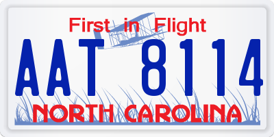 NC license plate AAT8114