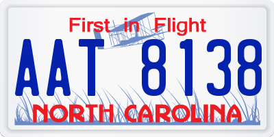 NC license plate AAT8138