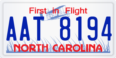 NC license plate AAT8194