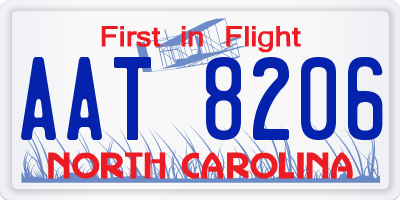 NC license plate AAT8206