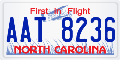 NC license plate AAT8236