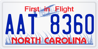 NC license plate AAT8360