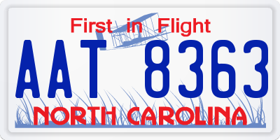 NC license plate AAT8363