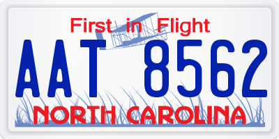 NC license plate AAT8562
