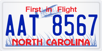 NC license plate AAT8567
