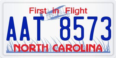 NC license plate AAT8573