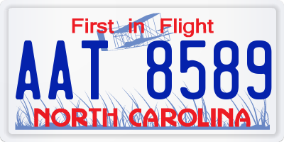 NC license plate AAT8589