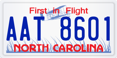 NC license plate AAT8601