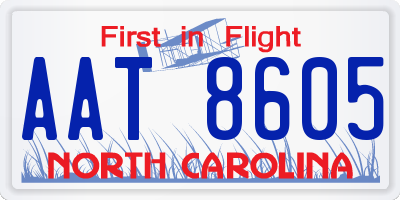 NC license plate AAT8605