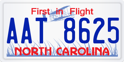 NC license plate AAT8625