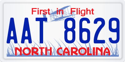 NC license plate AAT8629