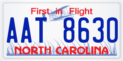 NC license plate AAT8630