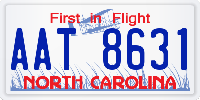 NC license plate AAT8631