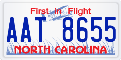 NC license plate AAT8655