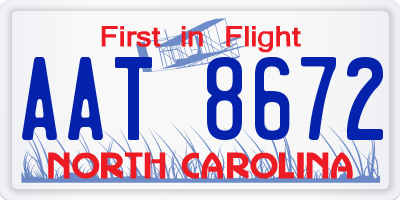 NC license plate AAT8672