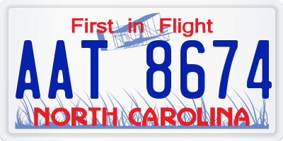 NC license plate AAT8674