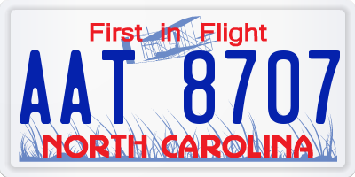 NC license plate AAT8707