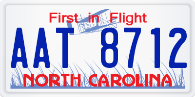 NC license plate AAT8712