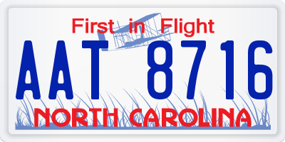 NC license plate AAT8716