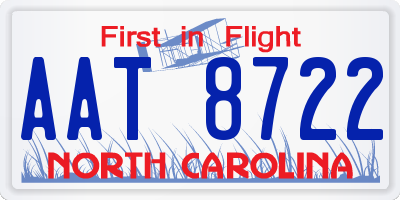 NC license plate AAT8722