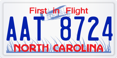 NC license plate AAT8724