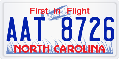 NC license plate AAT8726