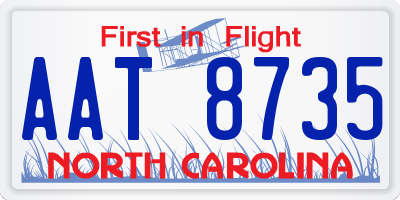 NC license plate AAT8735