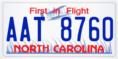 NC license plate AAT8760