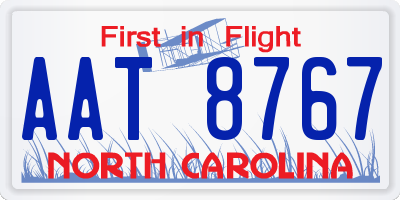 NC license plate AAT8767