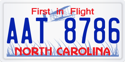 NC license plate AAT8786