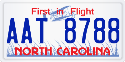 NC license plate AAT8788