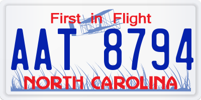 NC license plate AAT8794