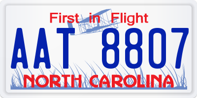 NC license plate AAT8807