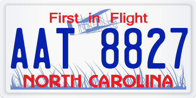 NC license plate AAT8827