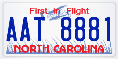 NC license plate AAT8881