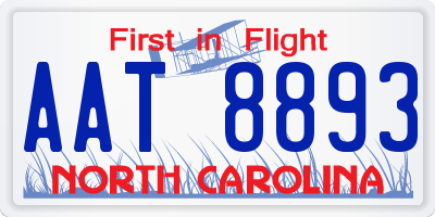 NC license plate AAT8893