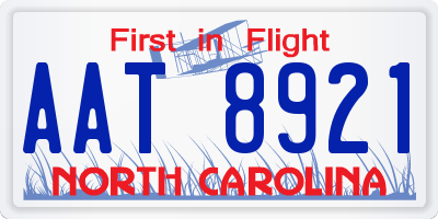 NC license plate AAT8921