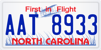 NC license plate AAT8933
