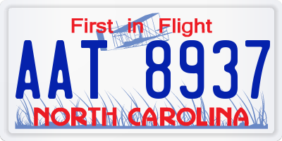 NC license plate AAT8937