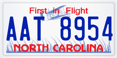 NC license plate AAT8954