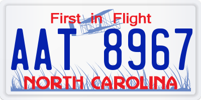 NC license plate AAT8967