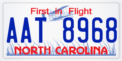 NC license plate AAT8968