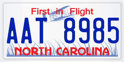 NC license plate AAT8985