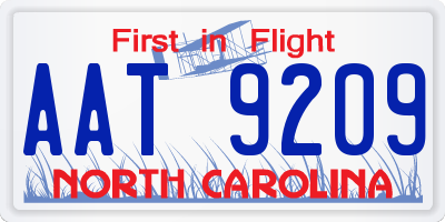 NC license plate AAT9209