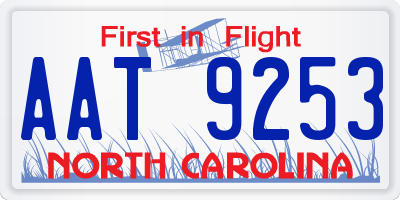 NC license plate AAT9253