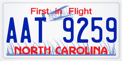 NC license plate AAT9259