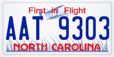 NC license plate AAT9303